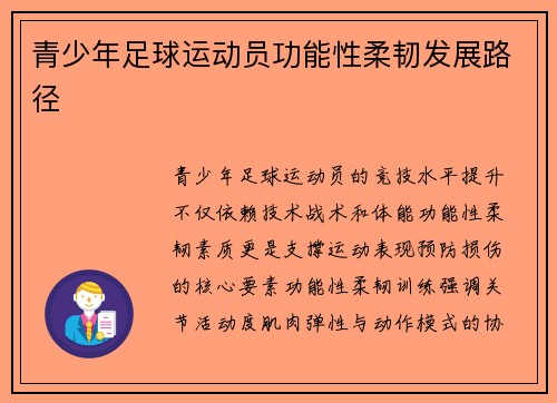 青少年足球运动员功能性柔韧发展路径
